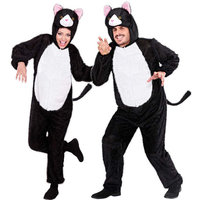 Funny Cat  Hooded Jumpsuit With Mask 