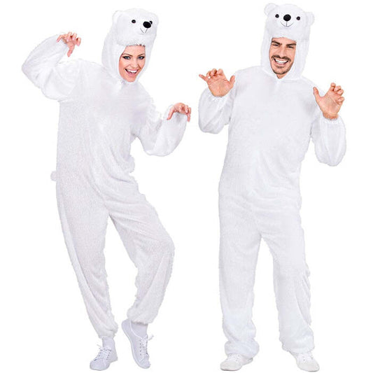 Funny Polar Bear  Hooded Jumpsuit With Mask 