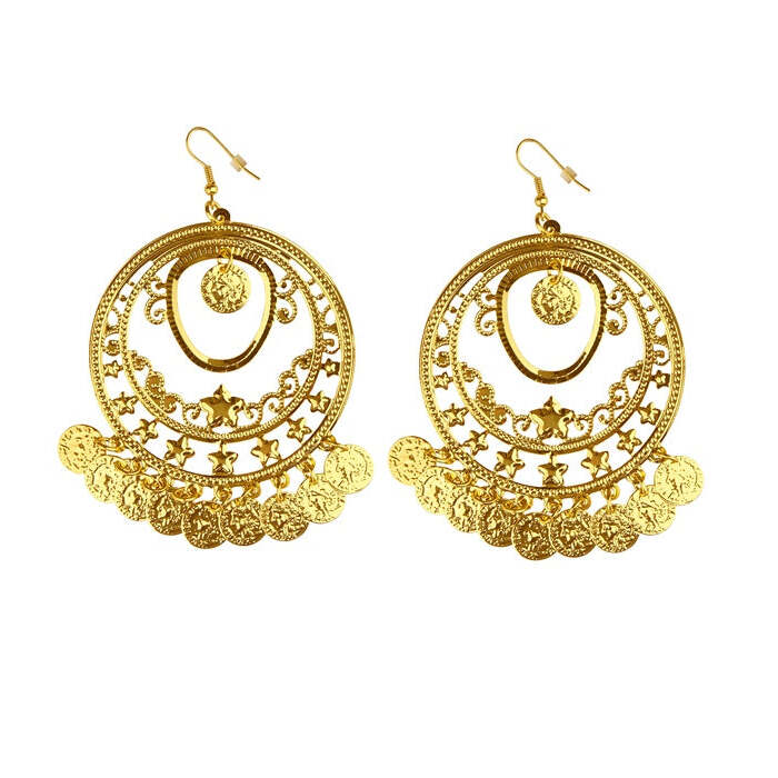 Pair Of Golden Earrings With Coins