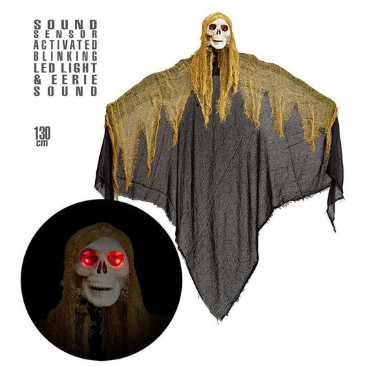 Sound Sensor Activated Grim Reaper With Blinking Led Light Eyes & Eerie Sounds 130 Cm 