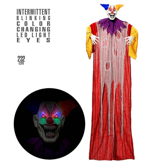 Creepy Clown With Intermittent Blinking Color Changing Led Light Eyes 232 Cm 