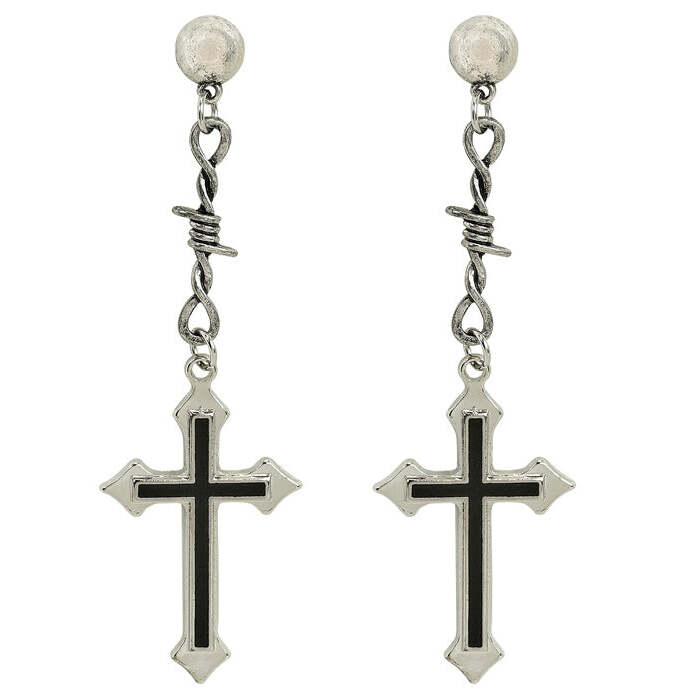 Earrings Cross Black