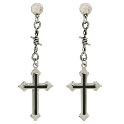 Earrings Cross Black