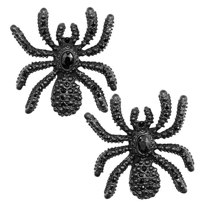Earrings Spider Strass Black