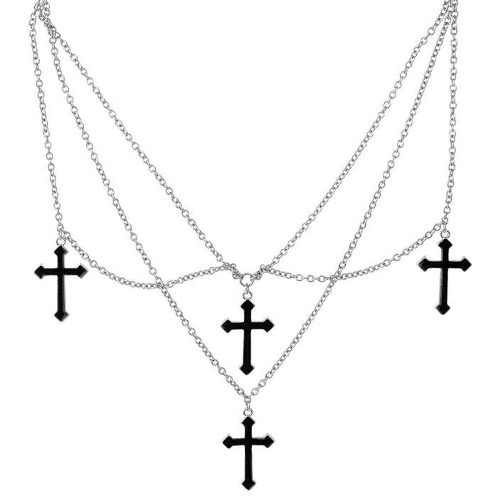 Necklace Crosses Black