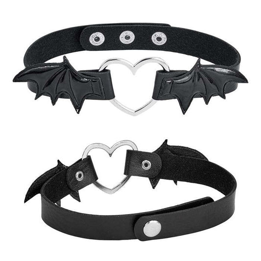 Choker Heart With Bat Wings