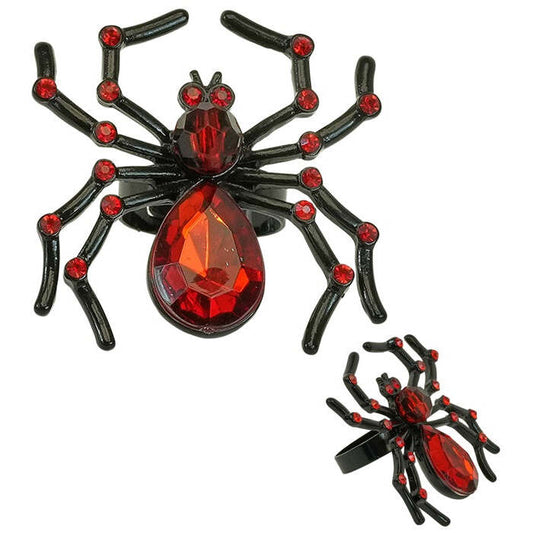 Ring Spider Gemstone & Strass Red