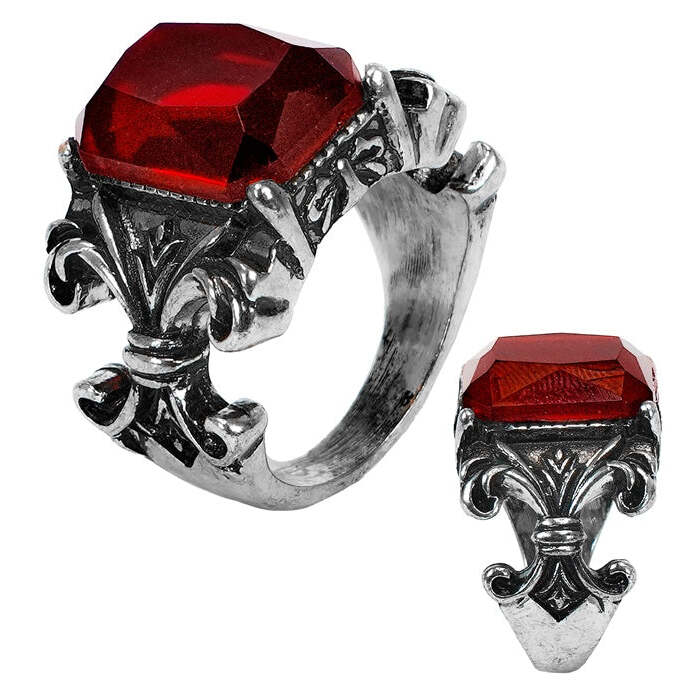 Ring Gothic Vampire Gemstone Red