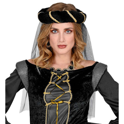 Black Medieval Headdress With Veil