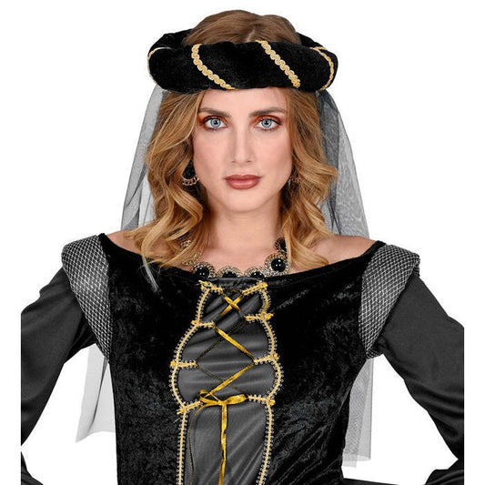 Black Medieval Headdress With Veil