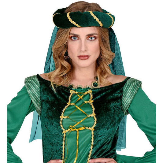 Green Medieval Headdress With Veil