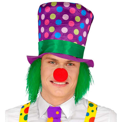 Dotted Top Hat With Hair 23 Cm