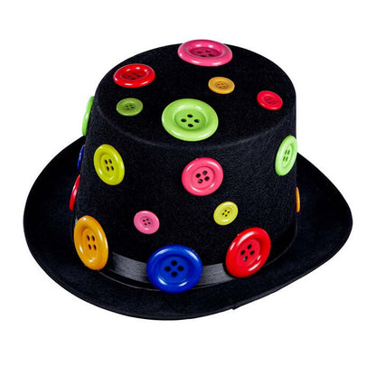 Top Hat With Colored Buttons Felt 15 Cm