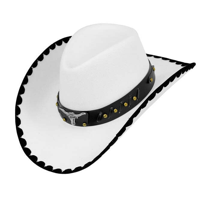 Hat Cowboy Bull Felt White