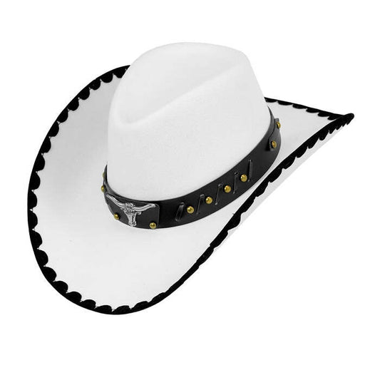 Hat Cowboy Bull Felt White