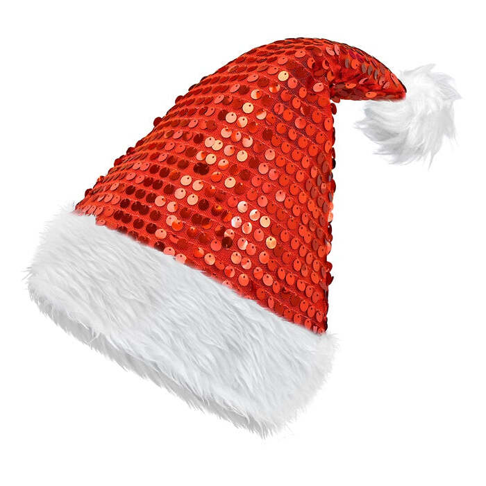 Hat Santa Claus Plush & Sequin Red