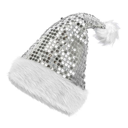 Hat Santa Claus Plush & Sequin Silver