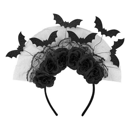 Headpiece Bats & Black Roses 