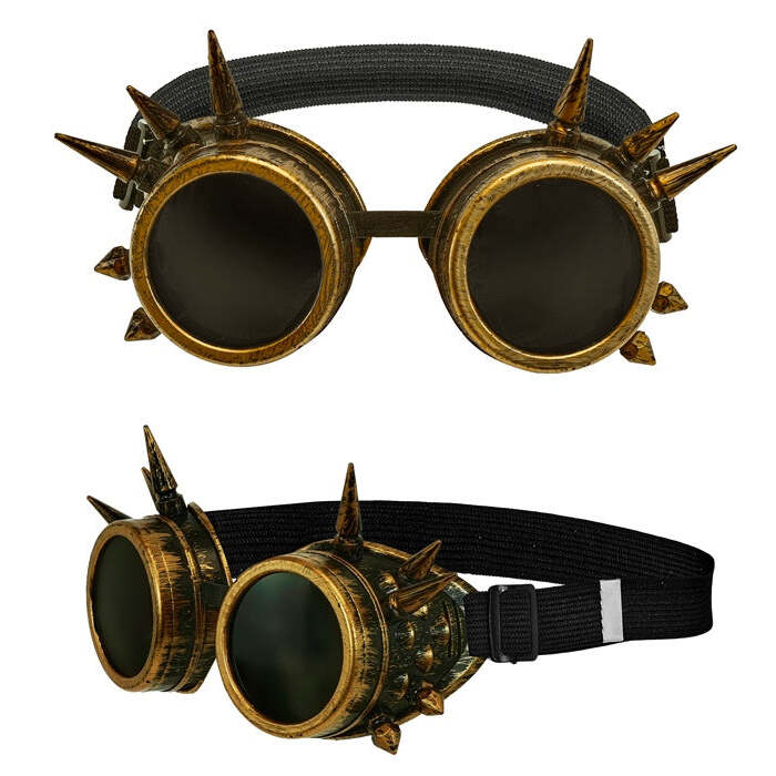 Goggles Steampunk Spiked Antique Gold