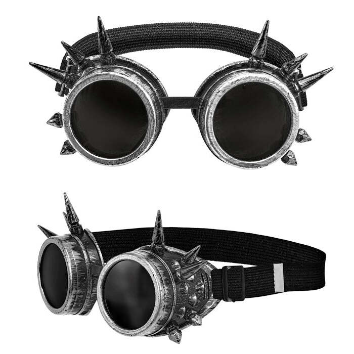 Goggles Steampunk Spiked Antique Silver