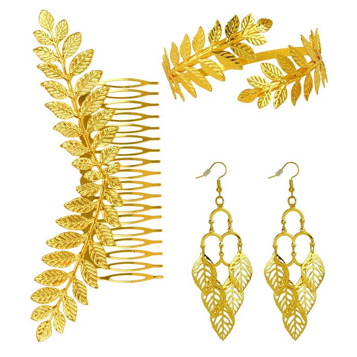 Jewelry Set Laurel Gold  Headpiece, Earrings, Bracelet 