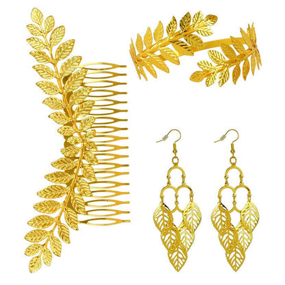 Jewelry Set Laurel Gold  Headpiece, Earrings, Bracelet 