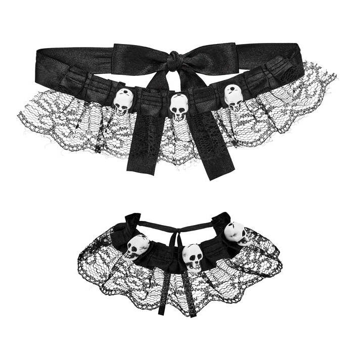 Choker &amp; Bracelet Skulls Lace
