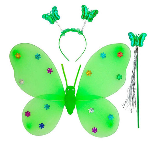 Butterfly Set Green  Wings, Headpiece, Magic Wand 