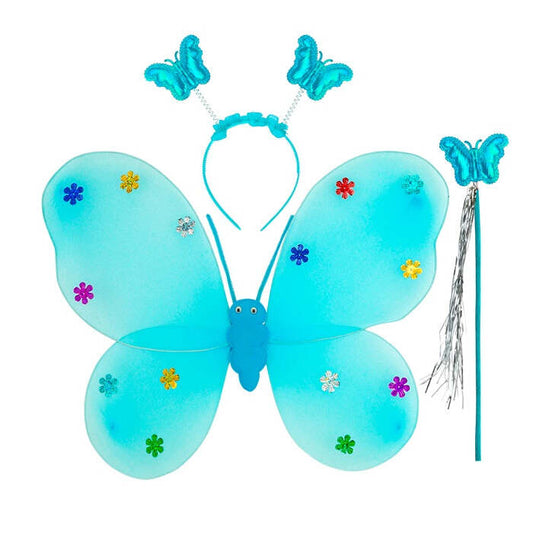Butterfly Set Azure  Wings, Headpiece, Magic Wand 