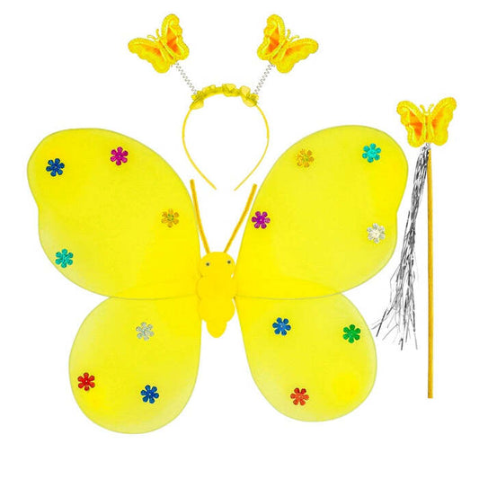 Butterfly Set Yellow  Wings, Headpiece, Magic Wand 