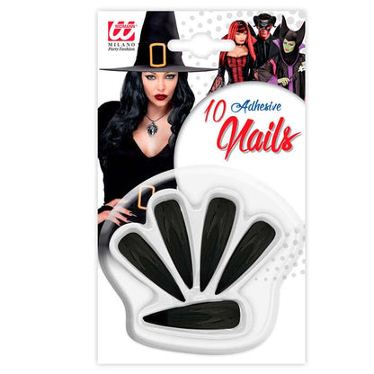 Set Of 10 Scary Nails Black With 10 Adhesive Tabs