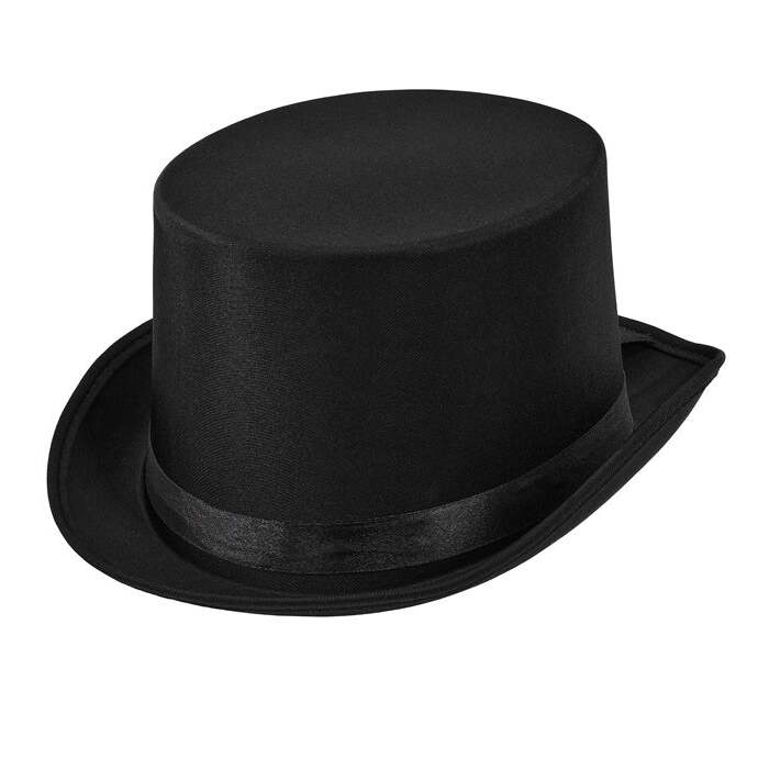Top  Hat Black Satin 13 Cm - Size 60 Cm