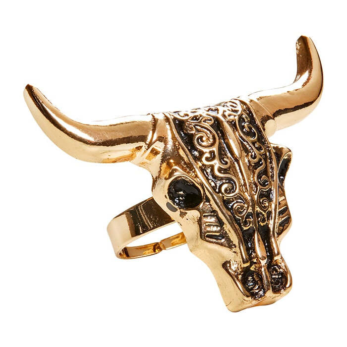Gold Buffalo Skull Ring