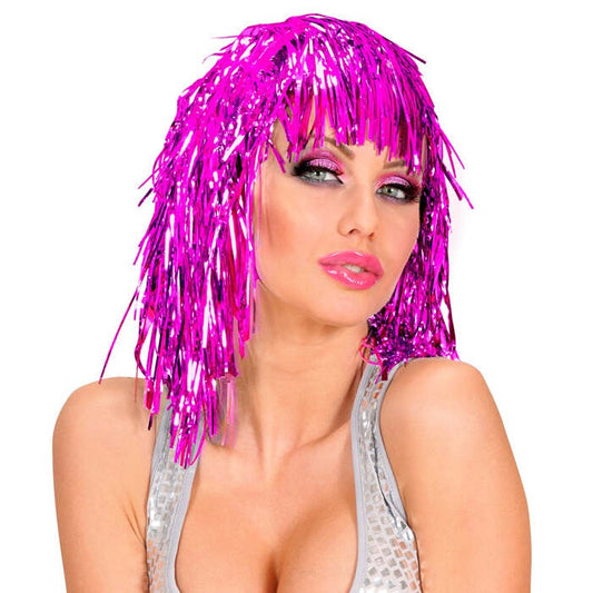 Pink Tinsel Wig In Polybag