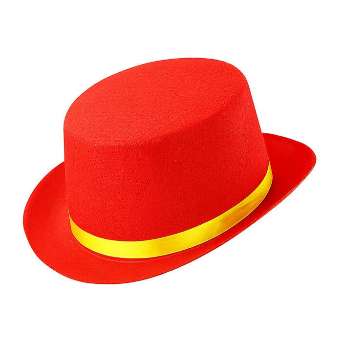 Top Hats Felt Red 11 Cm - Child Size