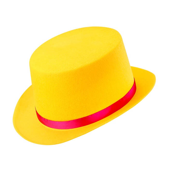 Top Hats Felt Yellow 11 Cm - Child Size