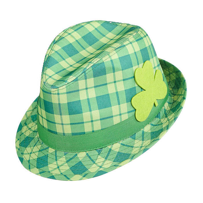 St. Patrick'S Day Tartan Fedora With Shamrock