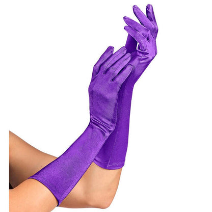 Purple Satin Elastane Gloves 40 Cm