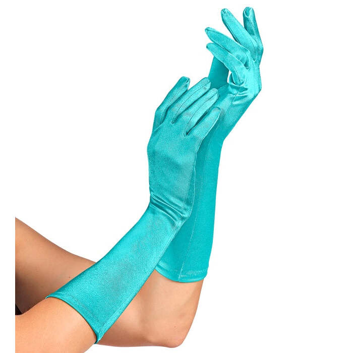 Azure Satin Elastane Gloves 40 Cm