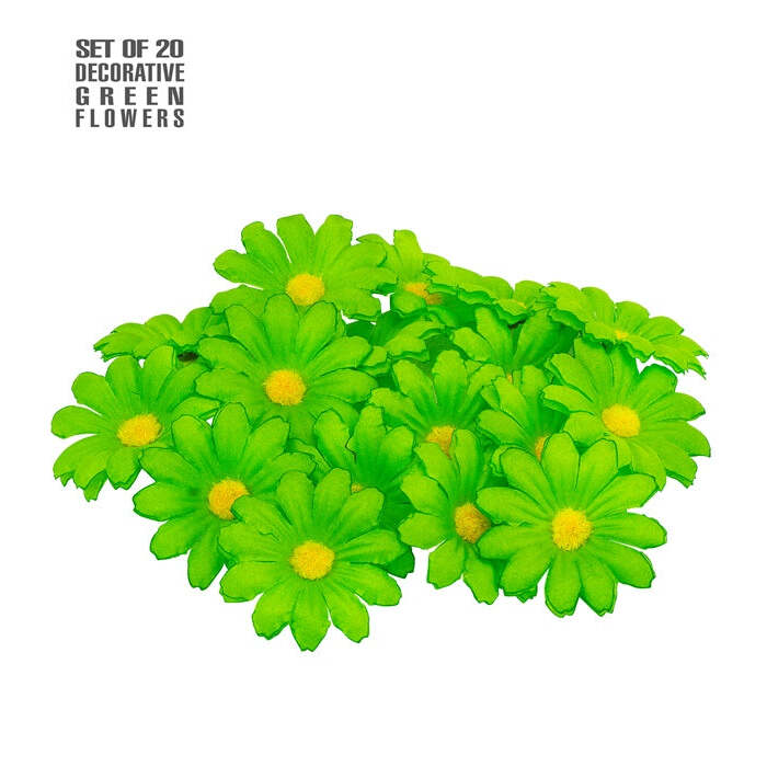 Set Of 20 Decorative Green Flowers