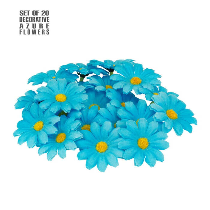 Set Of 20 Decorative Azure Flowers