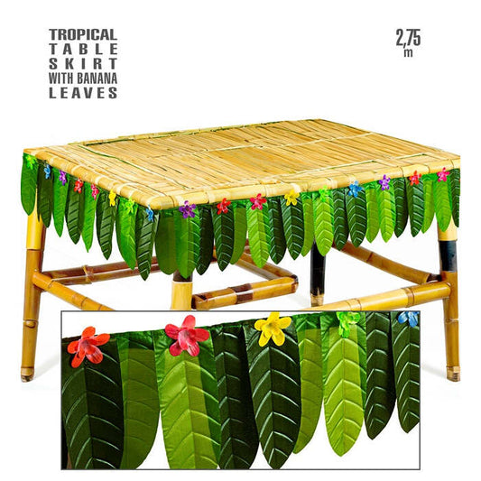 Tropical Table Skirt With Banana Leaves 2,75 M