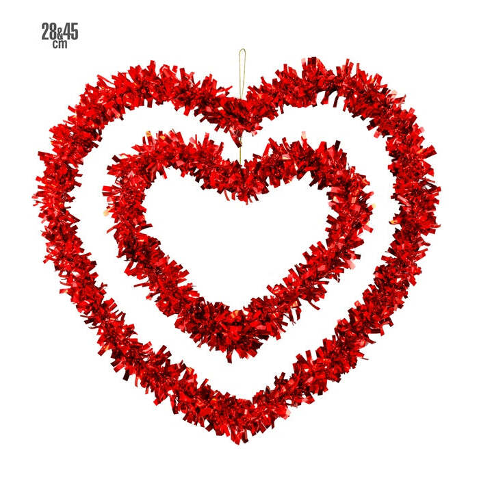 Set Of 2 Tinsel Hearts 28 & 45 Cm
