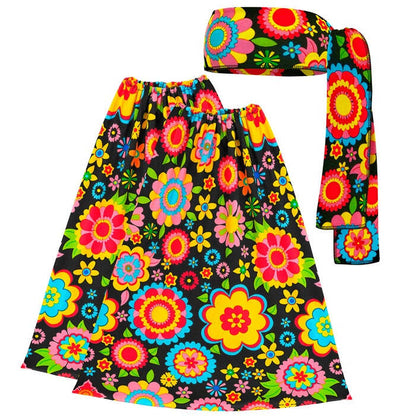 The 60S Fashion - Colorful Flowers  Headband & Leg Warmers 