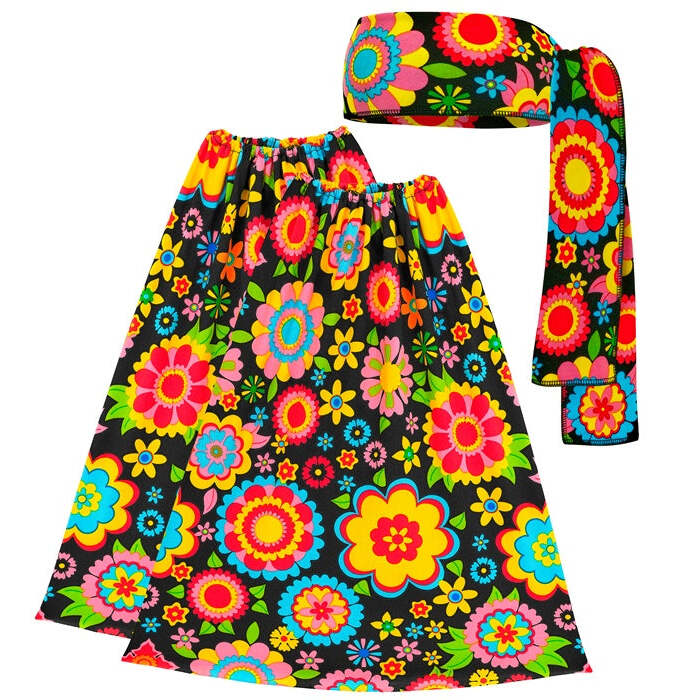 The 60S Fashion - Colorful Flowers  Headband &amp; Leg Warmers 