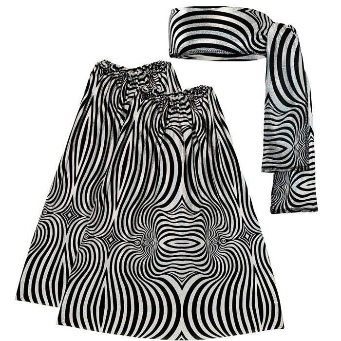 The 70S Disco Style - Silver Waves  Headband & Leg Warmers 