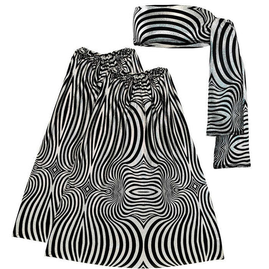 The 70S Disco Style - Silver Waves  Headband & Leg Warmers 