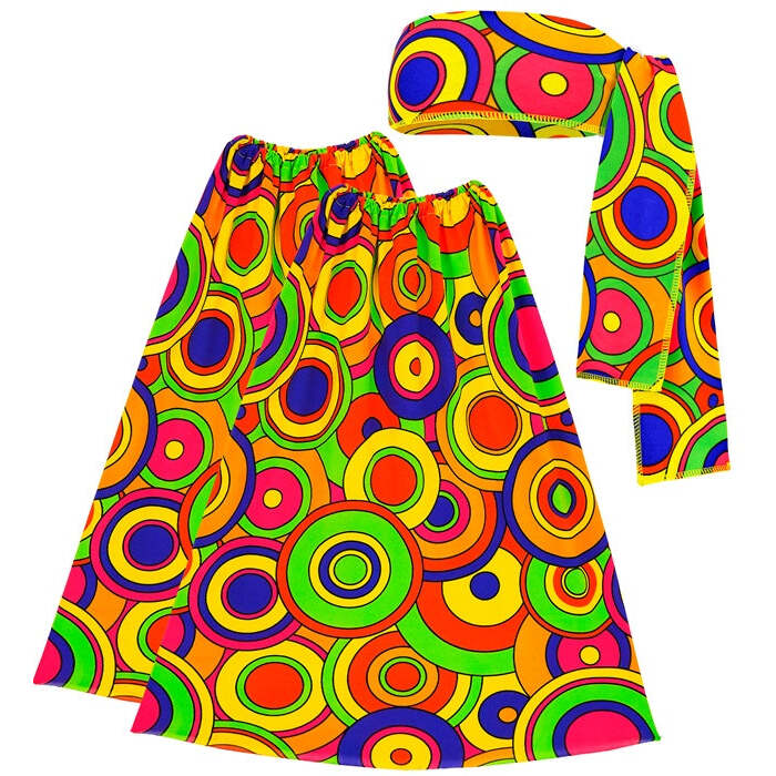 The 70S Groovy Style - Yellow Circles  Headband & Leg Warmers 