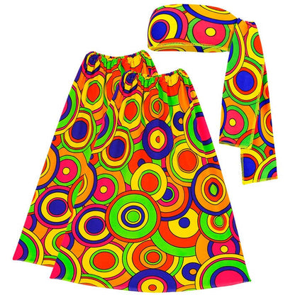 The 70S Groovy Style - Yellow Circles  Headband & Leg Warmers 