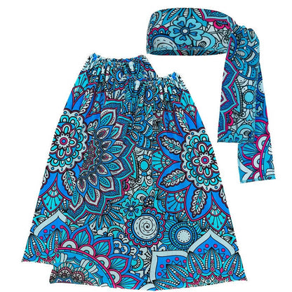 The 60S Fashion - Blue Mandala  Headband & Leg Warmers 